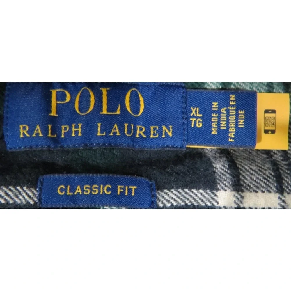 Polo Ralph Lauren Classic Fit Plaid Flannel Shirt Mens XL Green Yellow Cotton